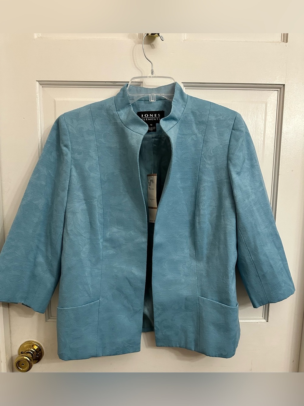 Jones New York Turquoise Jacquard Print Blazer